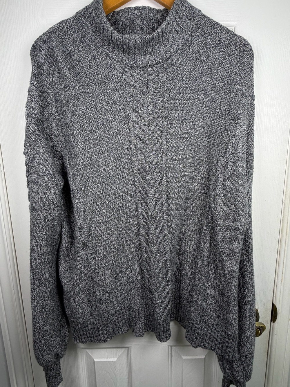 GAP Charcoal Grey Cable Knit Mock Neck Sweater Women's XXL Cozy Minimalist